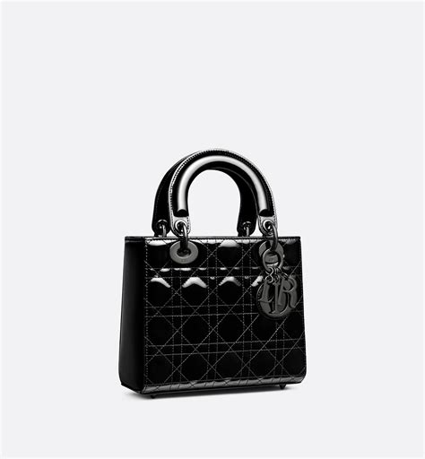 Small Lady Dior Bag Black Ultraglossy Patent 